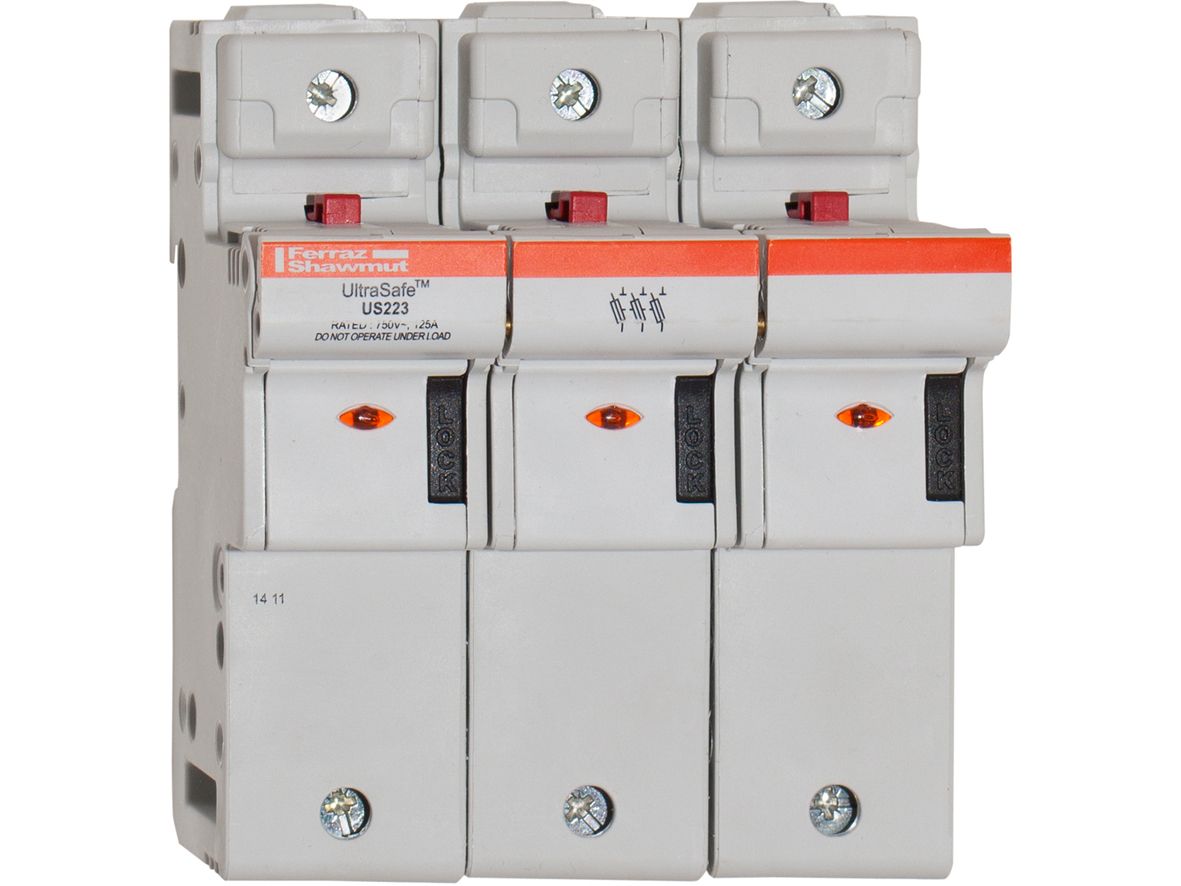 S331170 - modular fuse holder, UL+IEC, 3P, 22x58, DIN rail mounting, indicators, IP20